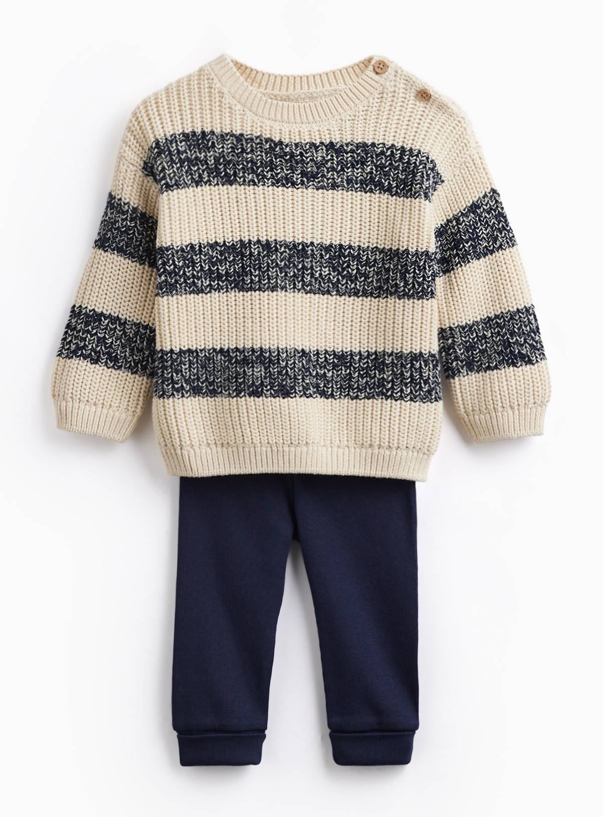 Preppy Stripe Knitted Jumper and Legging Set Up to 3 mths - Image 1